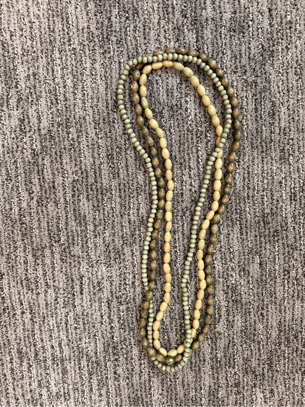 Multi-Strand Olive and Tan Beaded Necklace